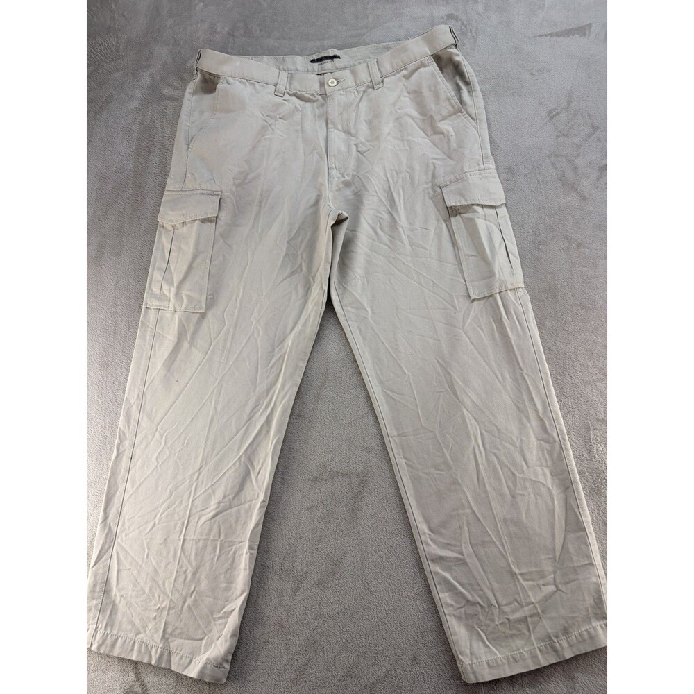 Croft & Barrow Pant Mens 40x29 Beige Cotton Cargo Straight Workwear Classic Fit